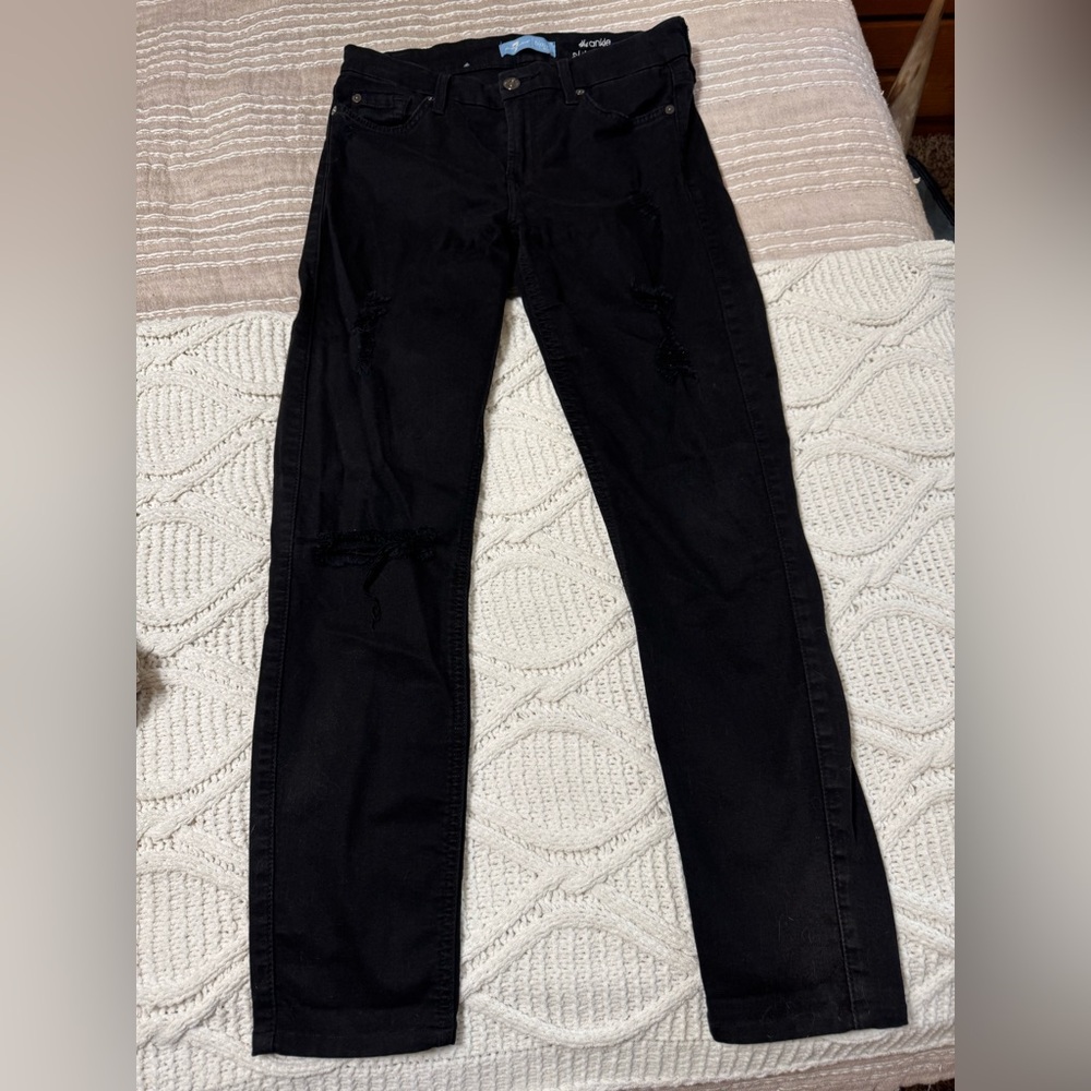 7 For All Mankind B(air) Black Ankle Skinny Jeans